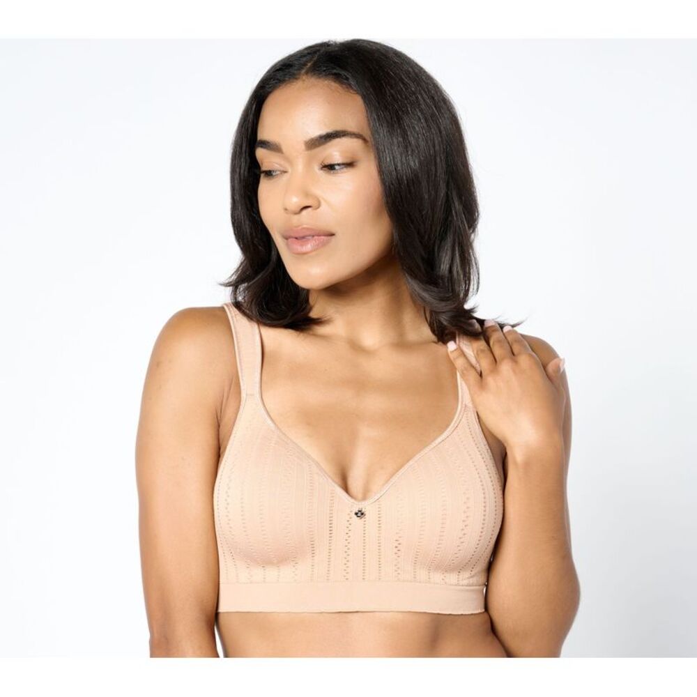 Bernini Women's Bra Sz 42C Breezies Seamless Pointelle Underwire Brown